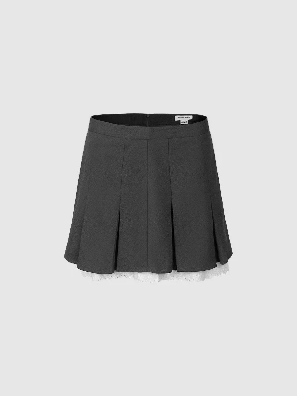 Pleated Mini A-Line Skirt leather skirt modern