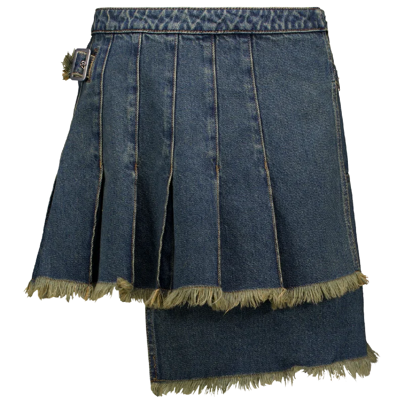 Denim Pleated Skirt cashmere skirt rich