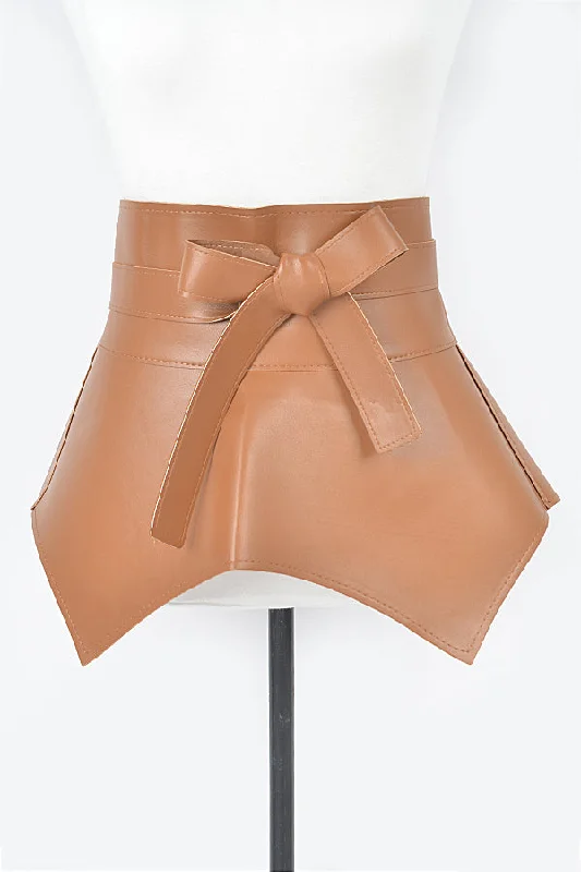 Camel Faux Leather Skirt Belt belted skirt waist