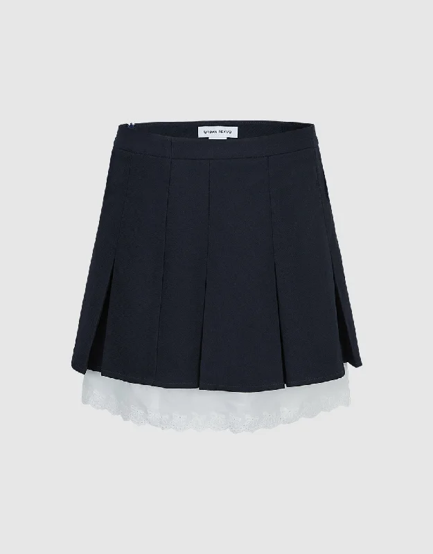 Two Toned Mini A-Line Skirt velvet skirt glossy