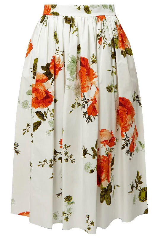 Floral Midi Skirt linen skirt natural