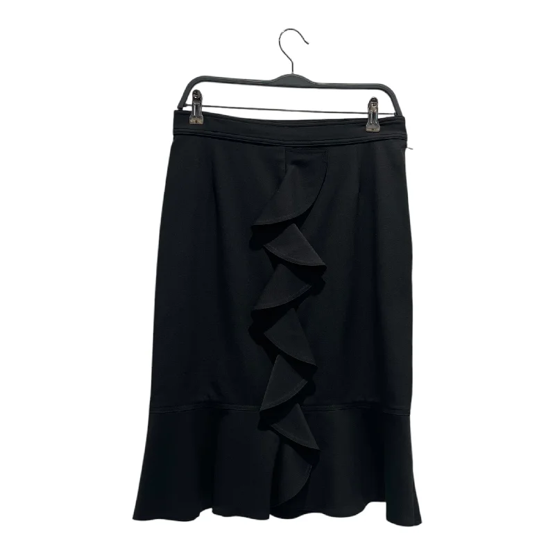 YVES SAINT LAURENT/Skirt/42/Wool/BLK/Ruffle Skirt ruffled skirt detail