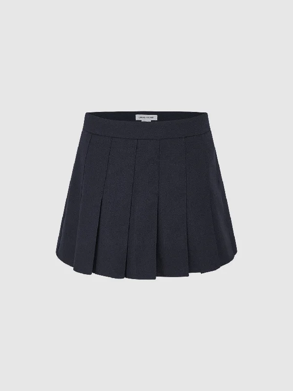 Pleated Mini A-Line Skirt lace skirt intricate