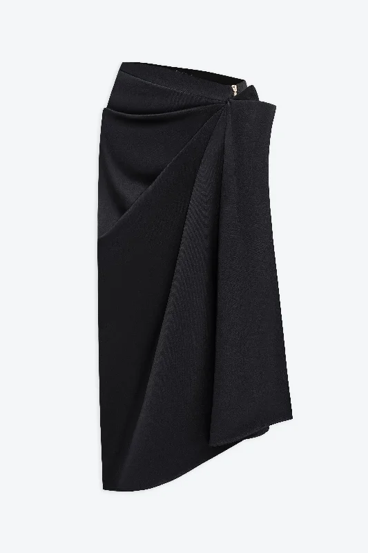 Yule Asymmetrical Drapping Midi Skirt cashmere skirt soft