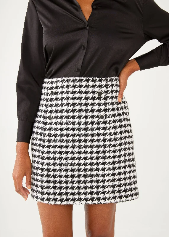 Jessica Skirt Black and White Houndstooth a-line skirt cut