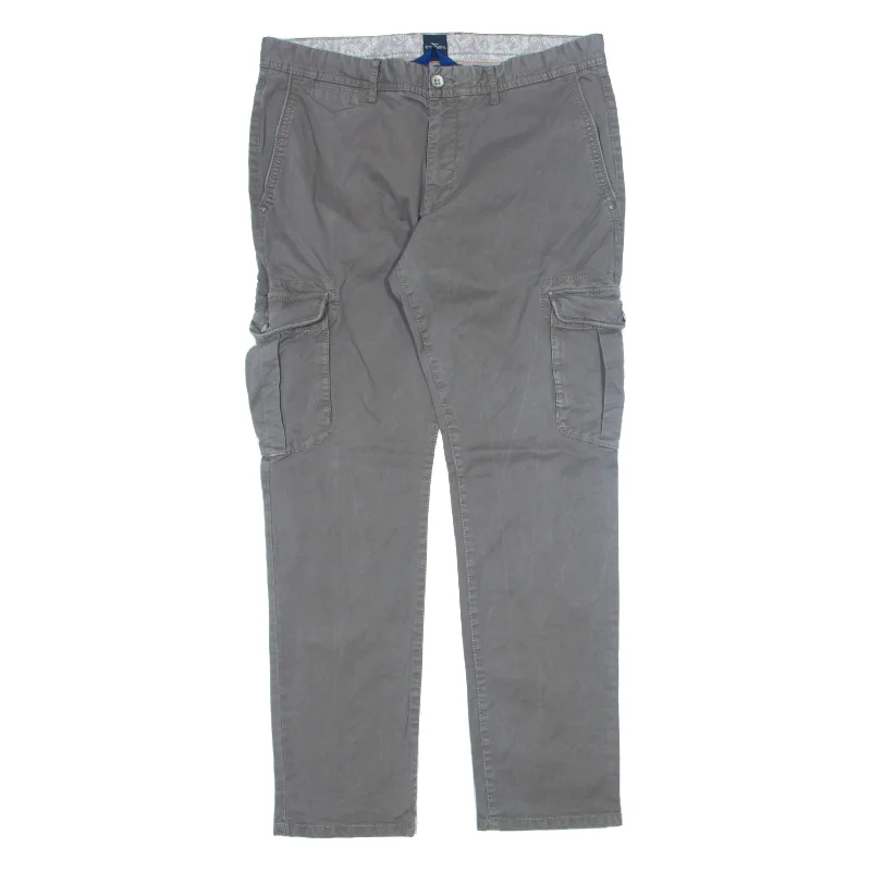 ENGBERS Cargo Trousers Grey Slim Straight Womens W34 L31 Trousers sophisticated sleek