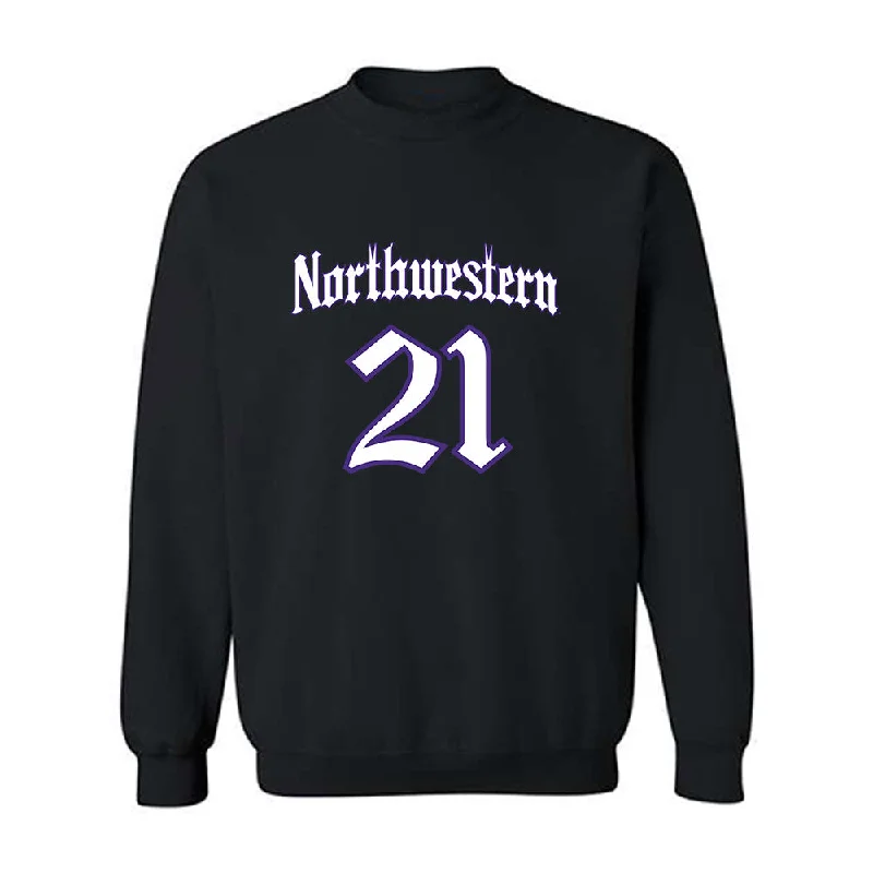 Northwestern - NCAA Women's Fencing : Kailing Sathyanath - Crewneck Sweatshirt Hoodie with Back Slit Movement Comfort