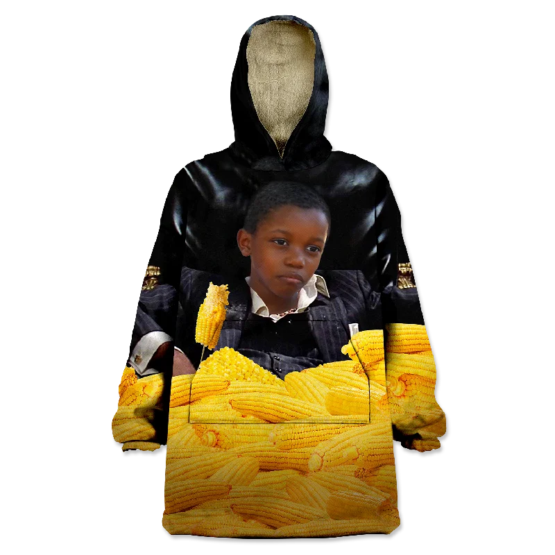 It's Corn Face Wearable Blanket Hoodie Hoodie with Thumb Holes Functional Cozy