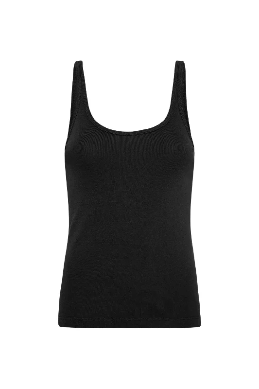 Organic Cotton Slim Scoop Tank | Black charcoal tank top