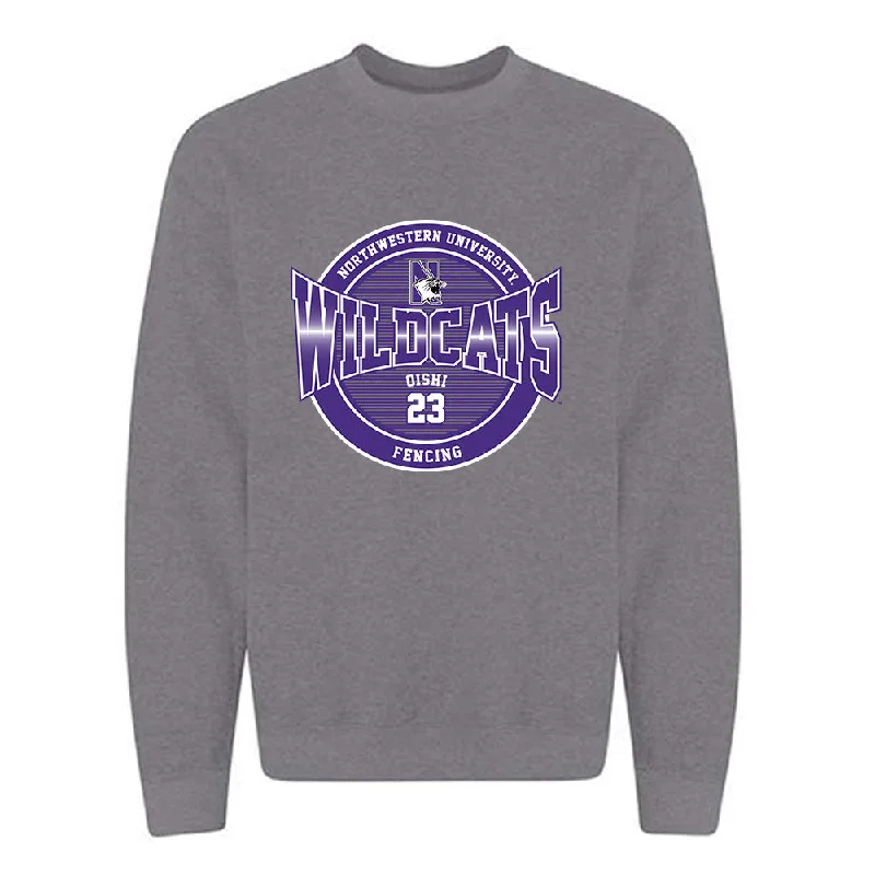 Northwestern - NCAA Women's Fencing : Megumi Oishi - Classic Fashion Shersey Crewneck Sweatshirt Hoodie with Belted Waist Structured Tailored