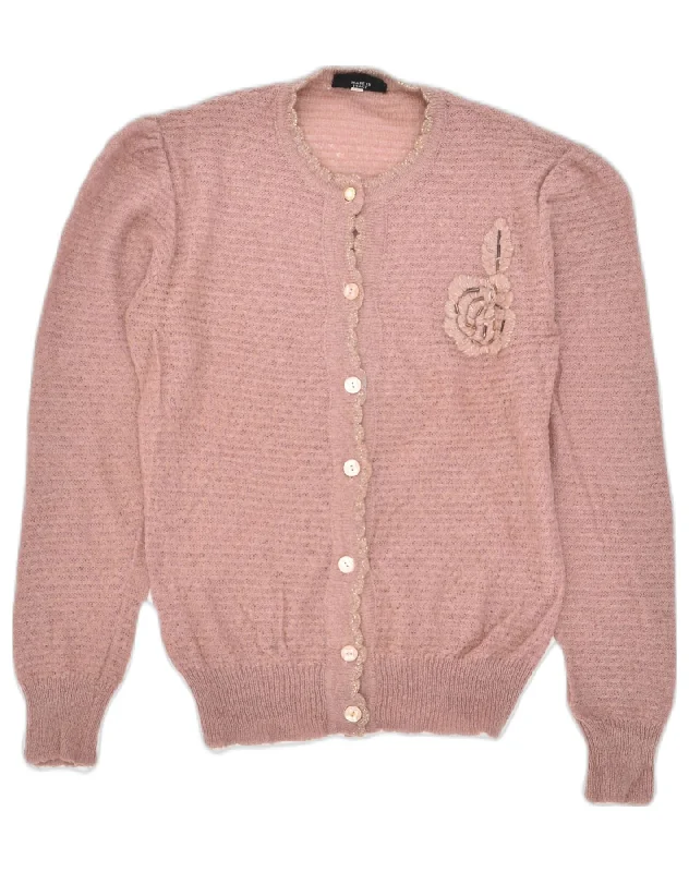 VINTAGE Womens Cardigan Sweater IT 44 Medium Pink Polyamide Fitted Loose Oversized