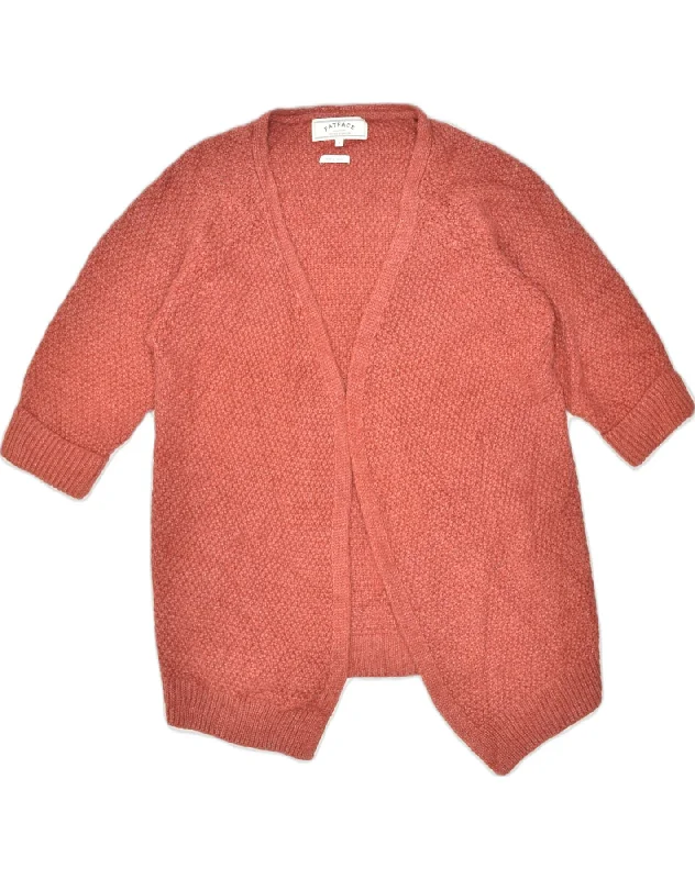 FAT FACE Womens Open Cardigan Sweater UK 10 Small Orange Viscose Lace Blend Ribbed Blend Corduroy Blend