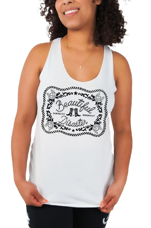 Buckle Up White Racerback Tank strapless tank top