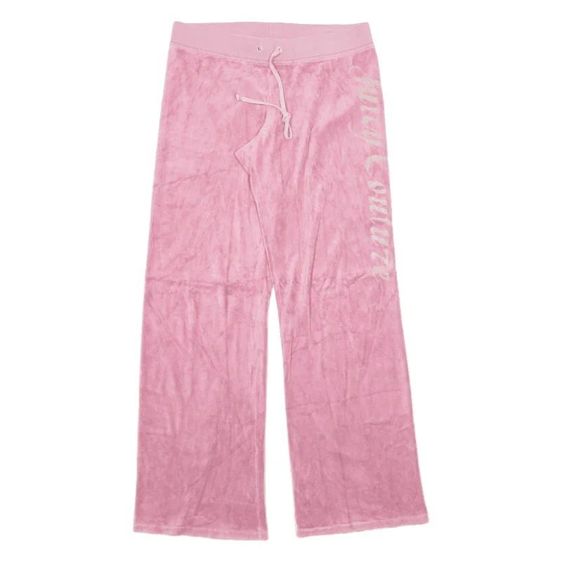 JUICY COUTURE Velvet Trousers Pink Relaxed Bootcut Womens W26 L30 Trousers Denim Distressed