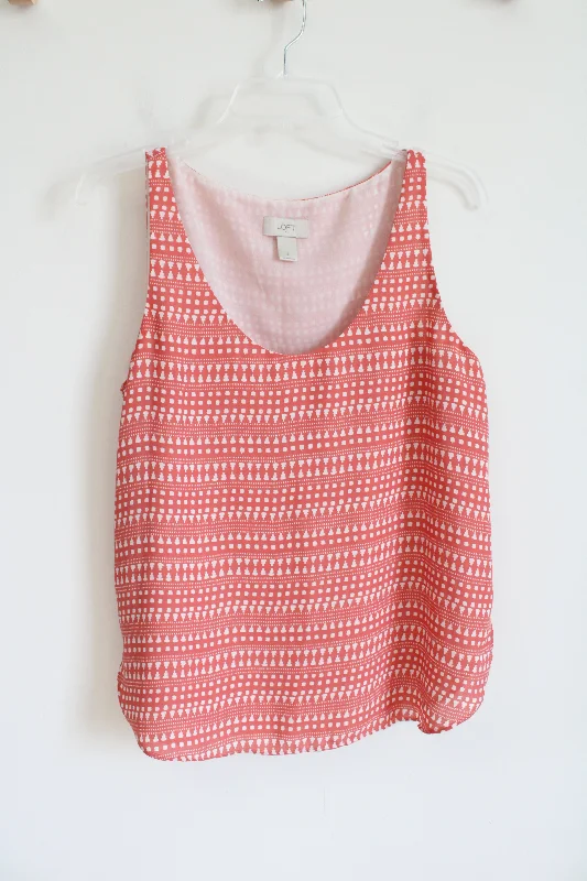 LOFT Salmon & White Patterned Tank Top | S boho tank top