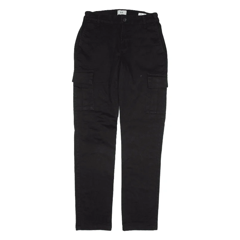 C&A Cargo Trousers Black Regular Tapered Womens W27 L32 Trousers Harem Relaxed Fit