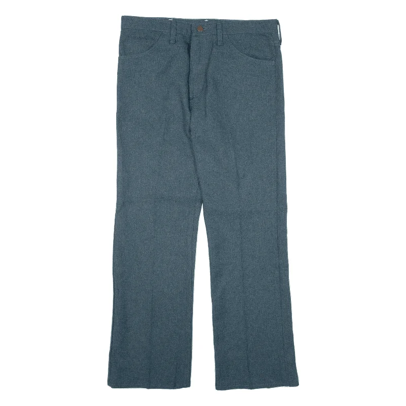 WRANGLER Pleated Trousers Blue Regular Straight Womens W34 L30 Trousers stylish elegant