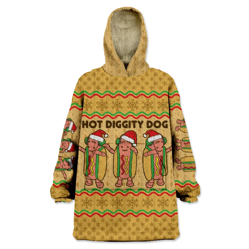 Dancing Hot Dog Wearable Blanket Hoodie Hoodie with Mesh Breathable Sporty