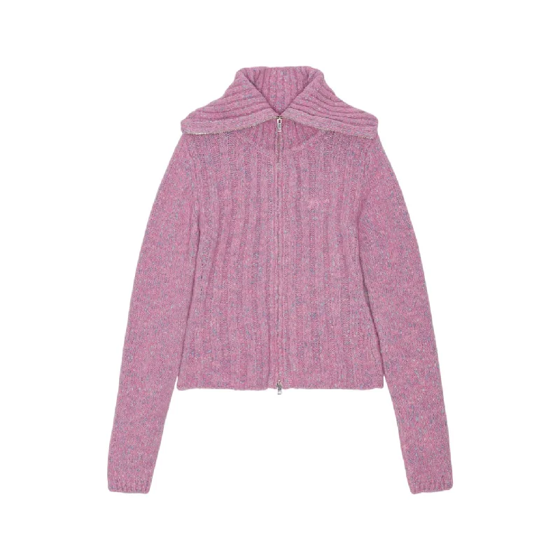 [GANNI]Highneck Zip Cardigan/PINK(K2331) Stretchy Elastic Breathable