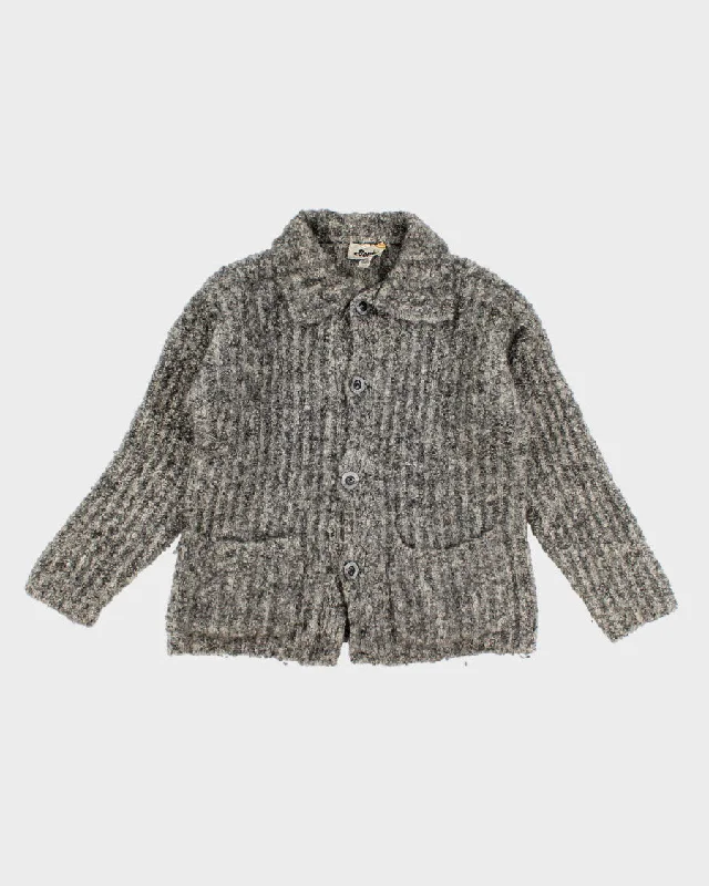 Vintage Thick Wool Cardigan - L/XL Front Pockets Side Pockets Patch Pockets