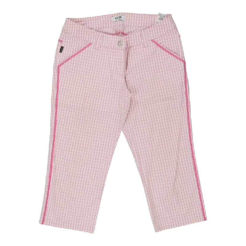 Moschino Jeans Checked Trousers - 31W UK 8 Pink Cotton Trousers Handmade Artisanal