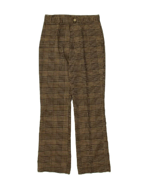 VINTAGE Womens Straight Suit Trousers IT 44 Medium W28 L29 Grey Check Trousers sophisticated sleek