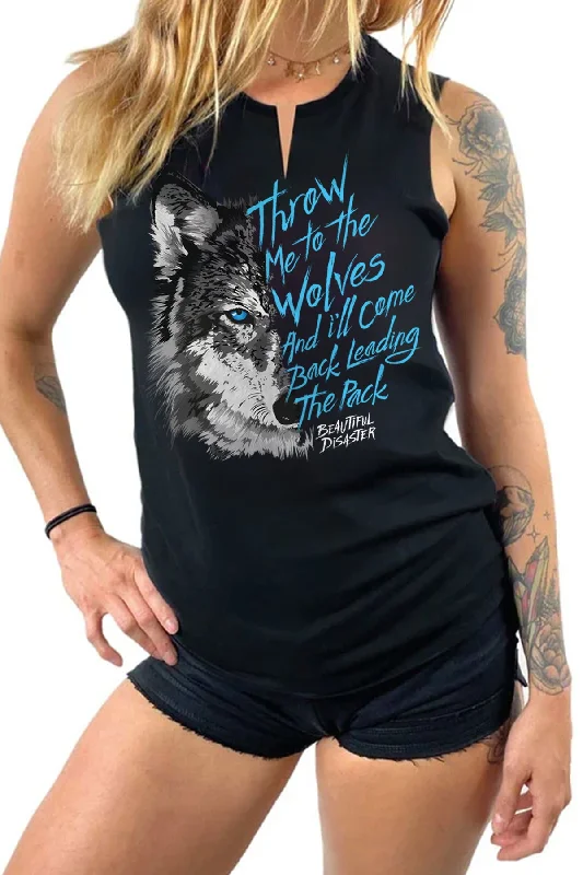 Wolf Slashback Tank low neck tank