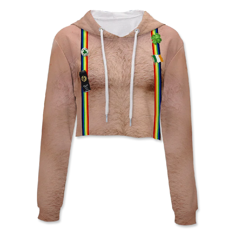 Irish Sexy Chest Crop Hoodie Hoodie with Front Slit Layering Stylish