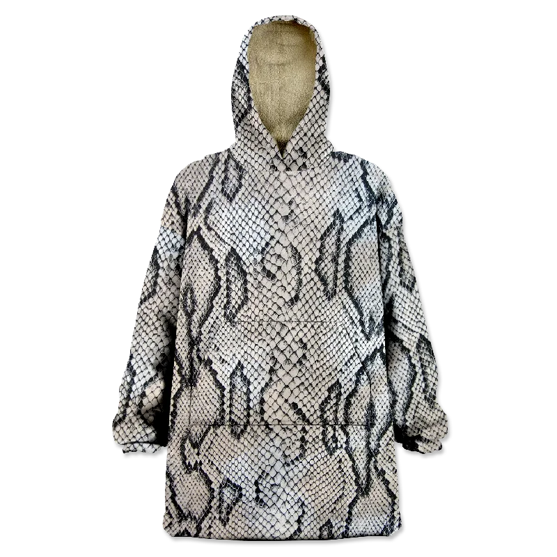 White Snake Skin Wearable Blanket Hoodie Hoodie with Neon Bright Vibrant