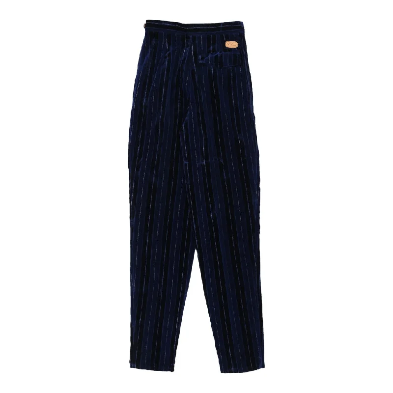 Les Copains Striped Trousers - 24W UK 4 Blue Cotton Blend Trousers cozy comfortable