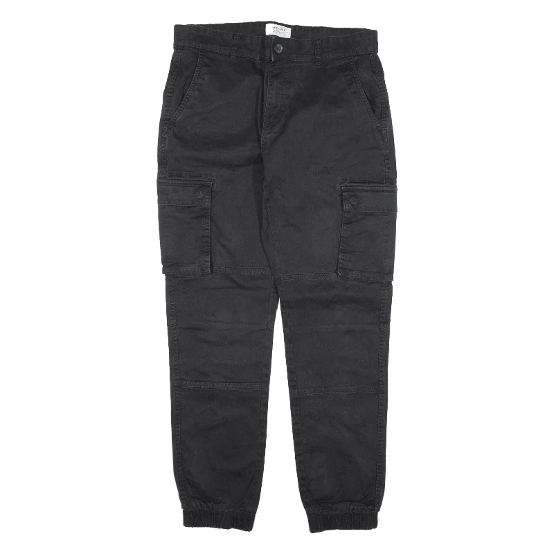 ONLY & SONS Cargo Trousers Black Regular Tapered Womens W32 L29 Trousers Solid Black