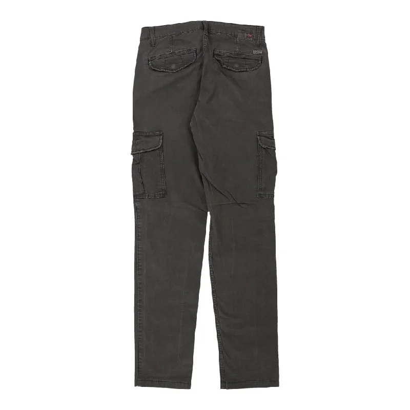 Napapijri Cargo Trousers - 30W UK 8 Grey Cotton Trousers Flared Retro