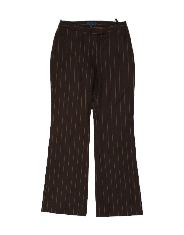 BODEN Womens Bootcut Casual Trousers UK 12 Medium W32 L33 Brown Striped Trousers New Arrival