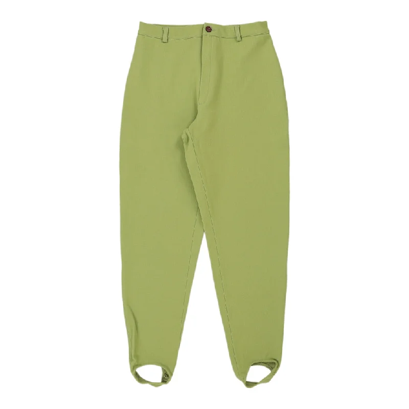 Brugi Trousers - 32W UK 14 Green Cotton Trousers Culottes Wide Leg