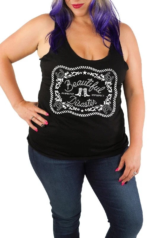 Buckle Up Black Racerback Tank one shoulder tank