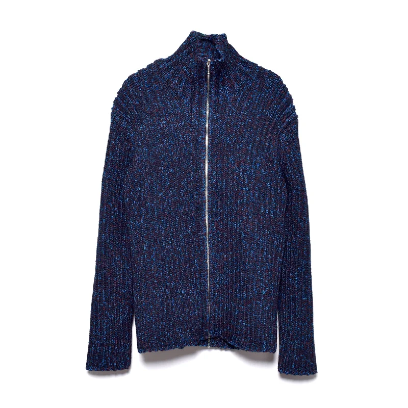 [beautiful people]poliester cord wool rib zip cardigan/BLUE(1335212001) Iron Safe Non-Iron Wrinkle Free