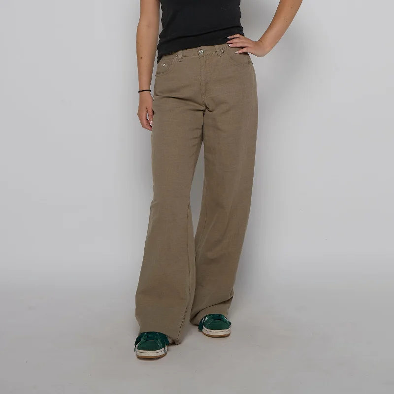 Linen Boot Flare Trousers - UK 10 Trousers Harem Relaxed Fit