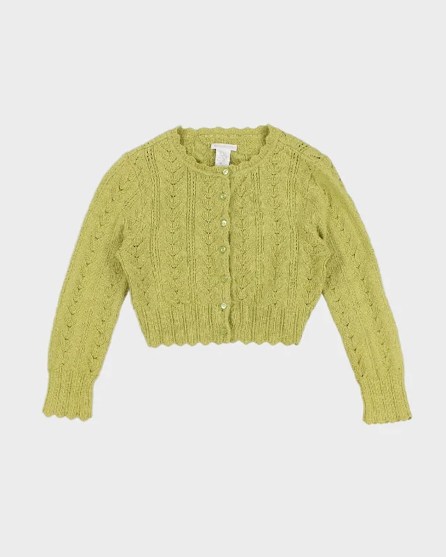 Y2K 00s Worthington Green Cropped Cardigan - S Machine Wash Dry Clean Hand Wash