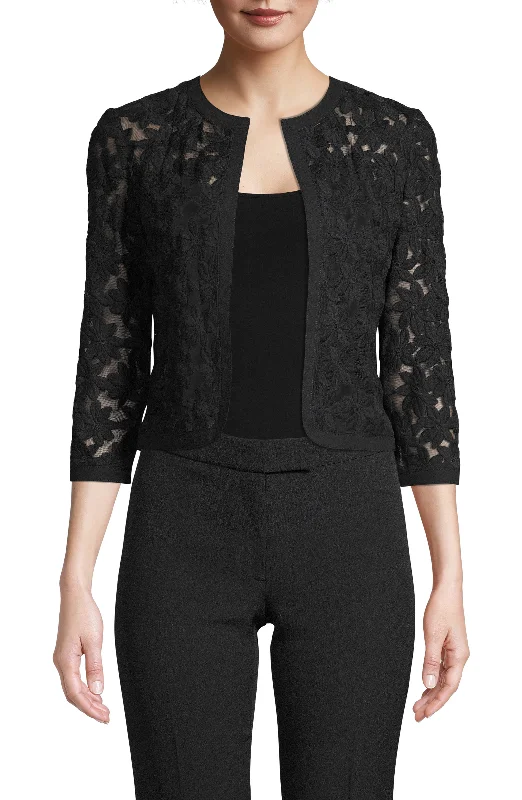 Anne Klein Floral Lace Crop Cardigan Asymmetrical,ymmetric Pencil Cardigan