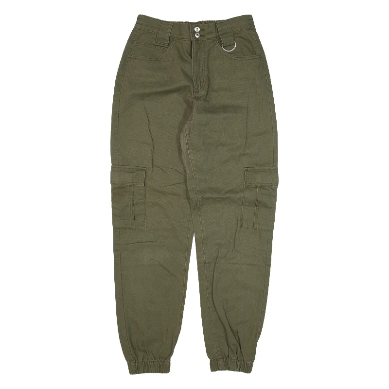 CLOCKHOUSE Cargo Trousers Green Relaxed Tapered Womens W25 L28 Trousers fashionable trendy