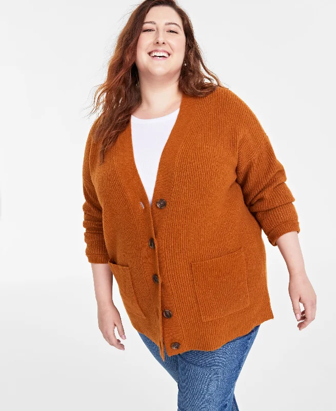 Plus Size Long Patch Pocket Cardigan Mesh Cardigan Canvas Denim