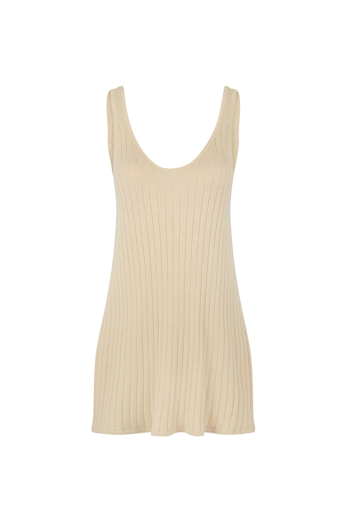 Knitted Cotton Rib Tank - Camel peekaboo tank top