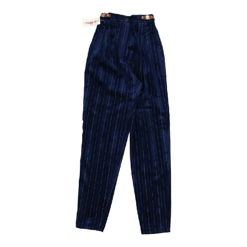 Les Copains Pinstripe Cord Trousers - 24W UK 6 Blue Cotton Trousers Favorite Customer