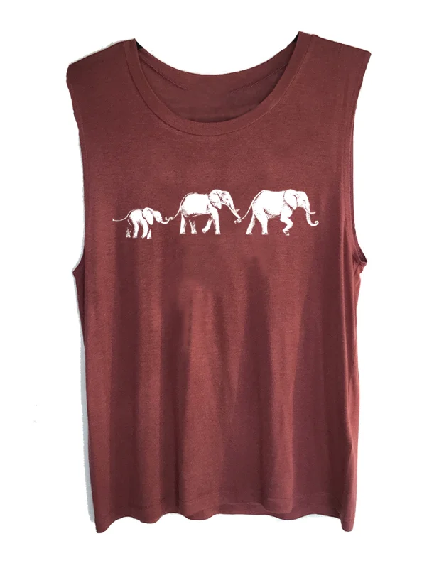 4th & Rose One Love Elephant Berry Muscle Tank metallic tank top