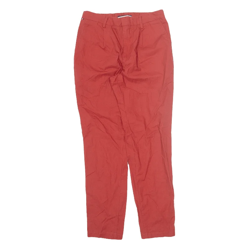 TOMMY HILFIGER Chino Trousers Orange Regular Tapered Womens W28 L30 Trousers Handmade Artisanal