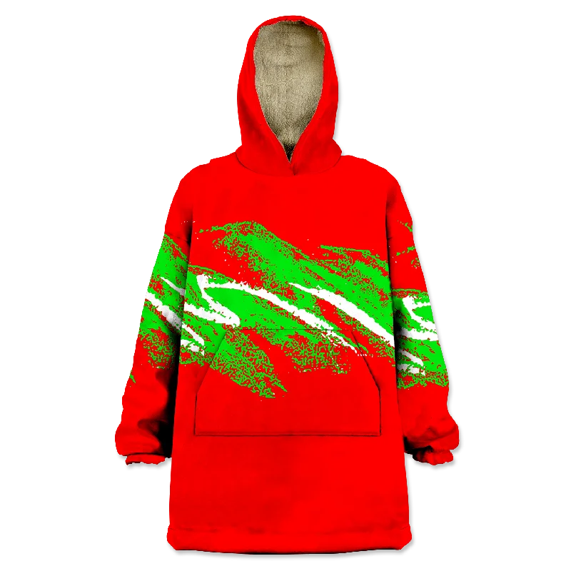 Swoosh Red Christmas Wearable Blanket Hoodie Hoodie with Magnetic Closure Innovative Modern