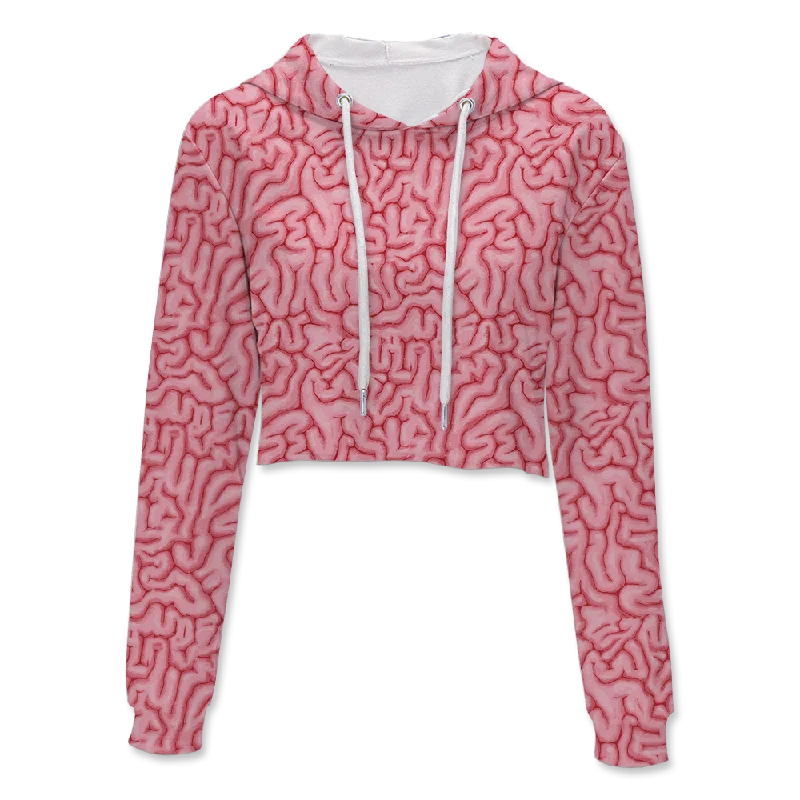 Brain Crop Hoodie Cotton Hoodie Fleece Lining Warmth