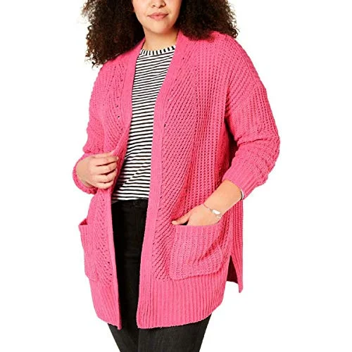 Plus Size Chenille Open-Front Cardigan Chenille Fabric Brocade Fabric Lace Fabric