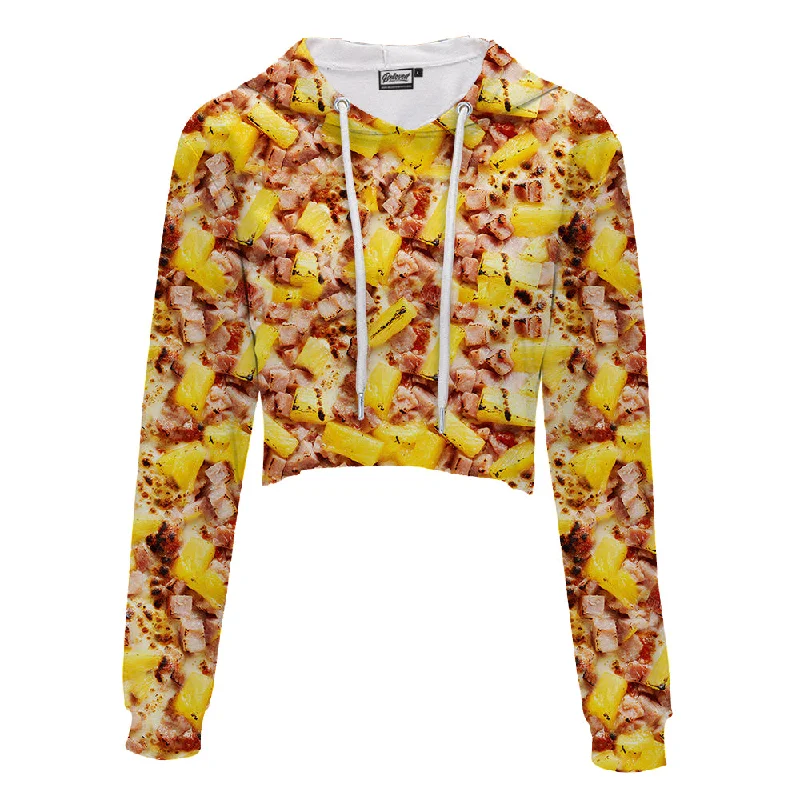 Hawaiian Pizza Crop Hoodie Hoodie with V-Neck Classic Versatile