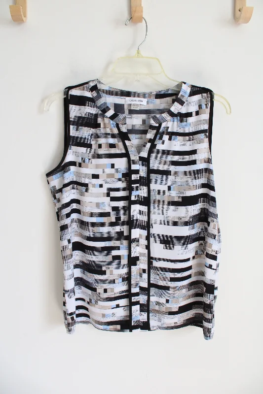 Calvin Klein Black & White Patterned Tank | S flexible tank top